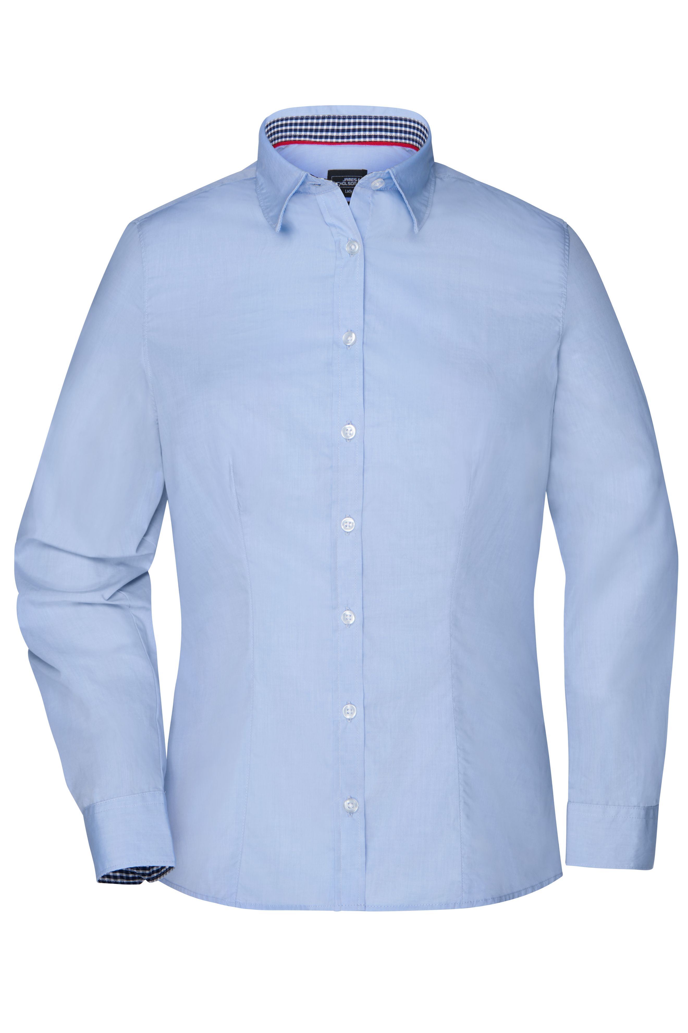 Damenbluse mit Karoeinsatz Damenbluse mit Karoeinsatz