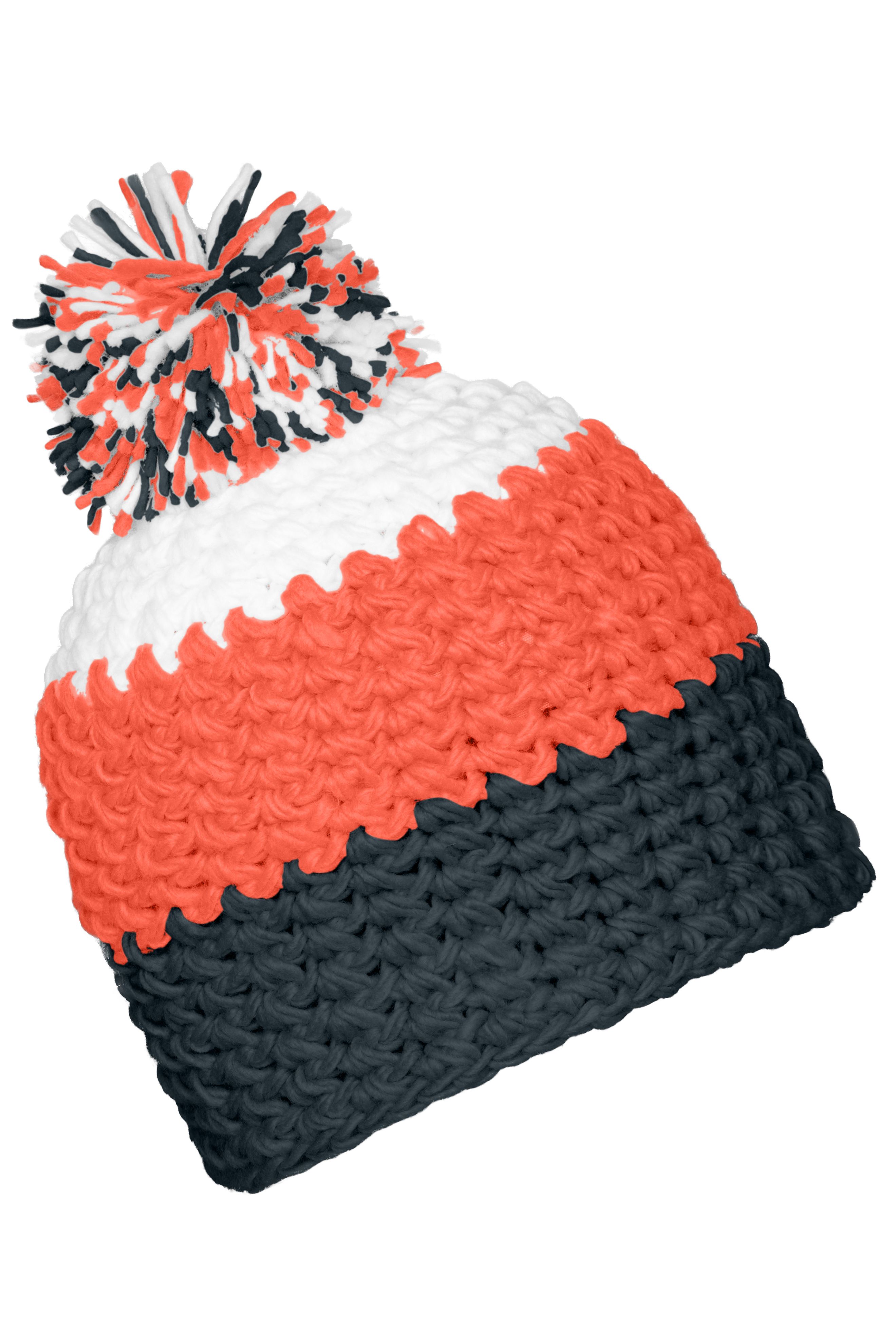 Pompon Häkelmütze bunt