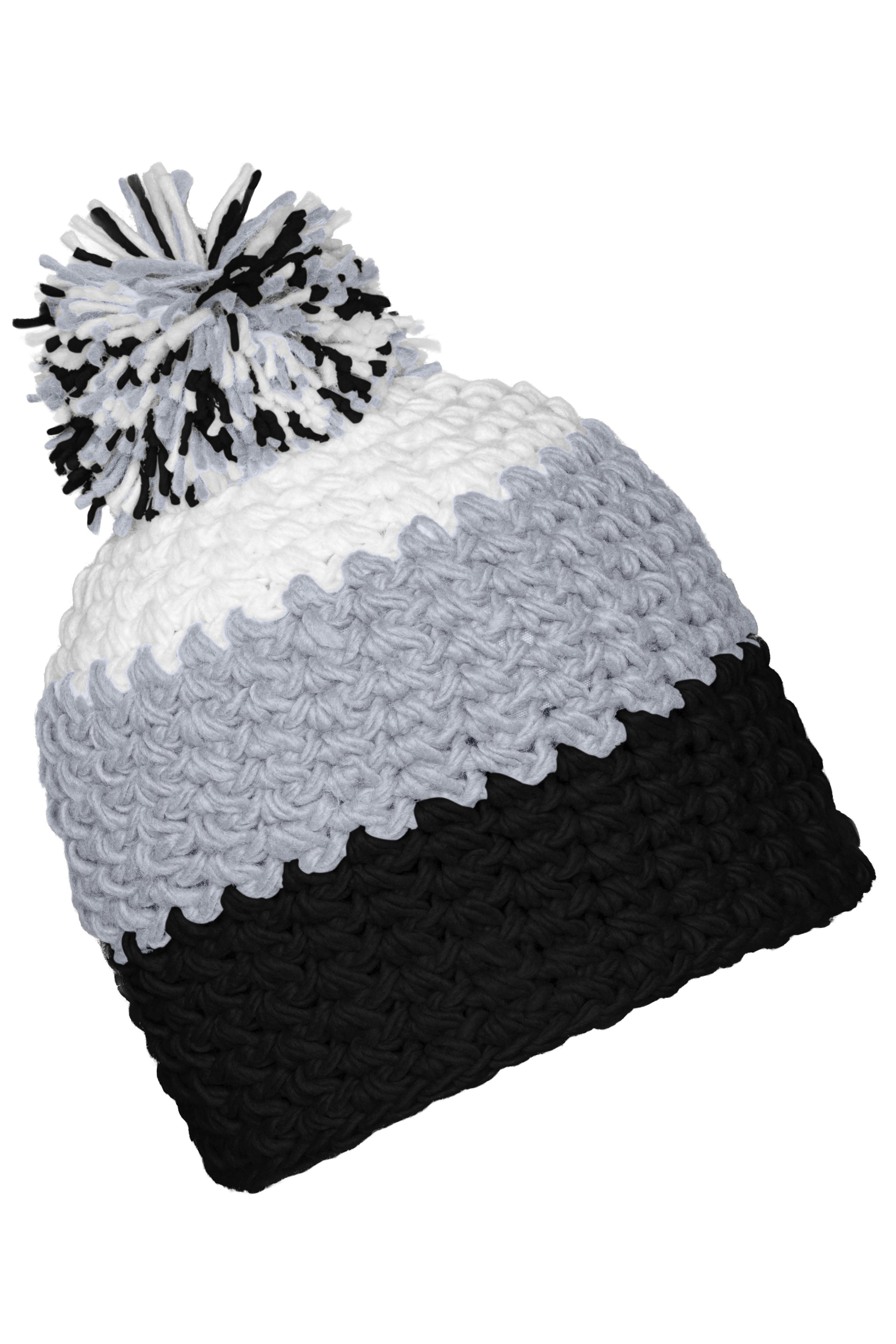 Pompon Häkelmütze bunt